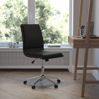 Flash Furniture GO-21111-BK-GG Madigan Mid-Back Armless Swivel Task Office Chair with LeatherSoft and Adjustable Chrome Base, Black